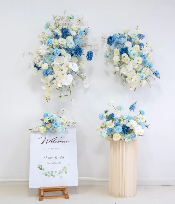 Blue White Artificial Flower Wedding Party Birthday Backdrop Decor CH4097