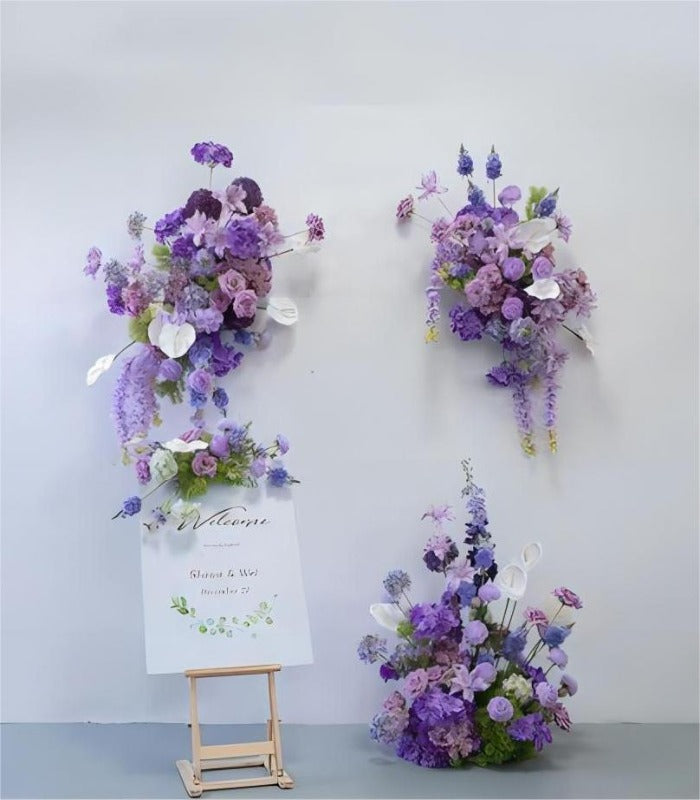 Purple Rose Wisteria Palm Artificial Flower Wedding Party Birthday Backdrop Decor CH4130