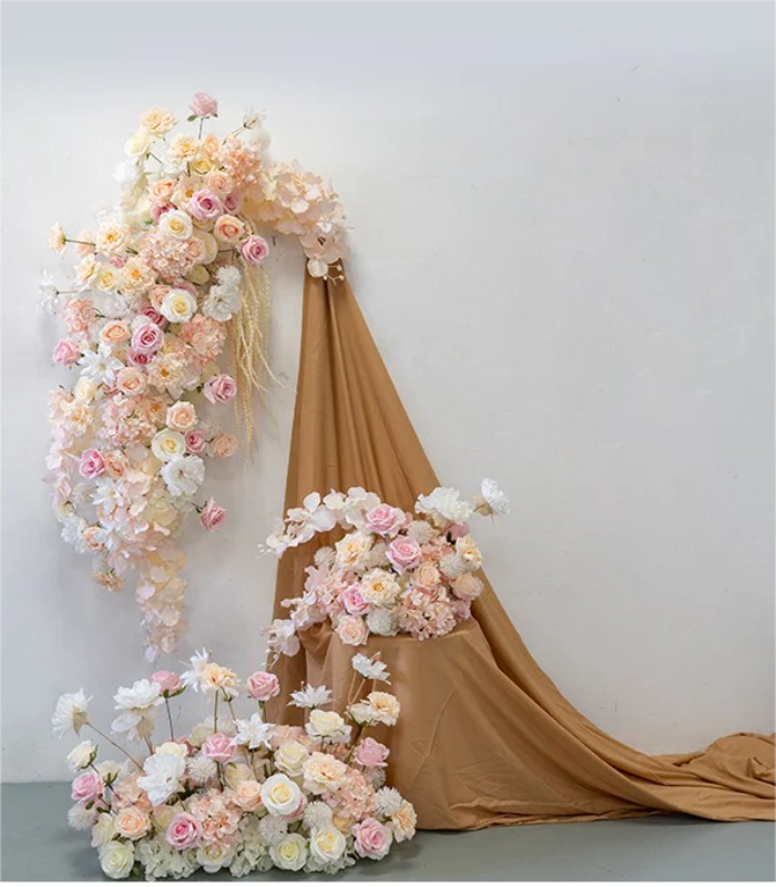 Pink Champagne Rose Orchid Artificial Flower Wedding Party Birthday Backdrop Decor CH4426
