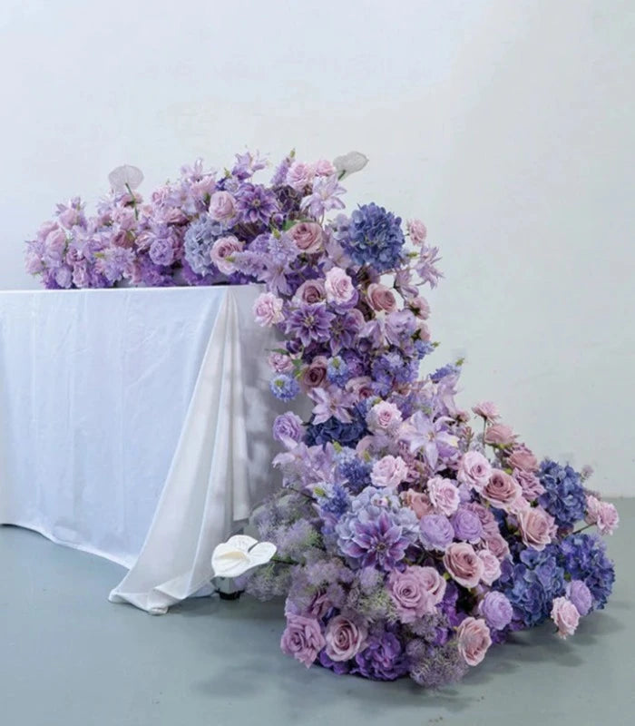 2.4*1.1m Pink Purple Rose Hydrangea Artificial Flower Wedding Party Birthday Backdrop Decor CH4203