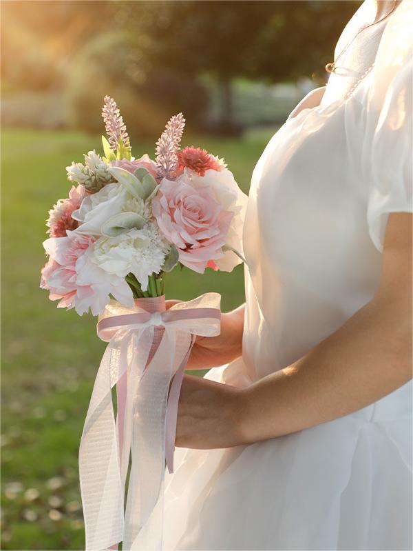 Pink 12“ Artificial Flower Wedding Bridal Bouquets SP1921