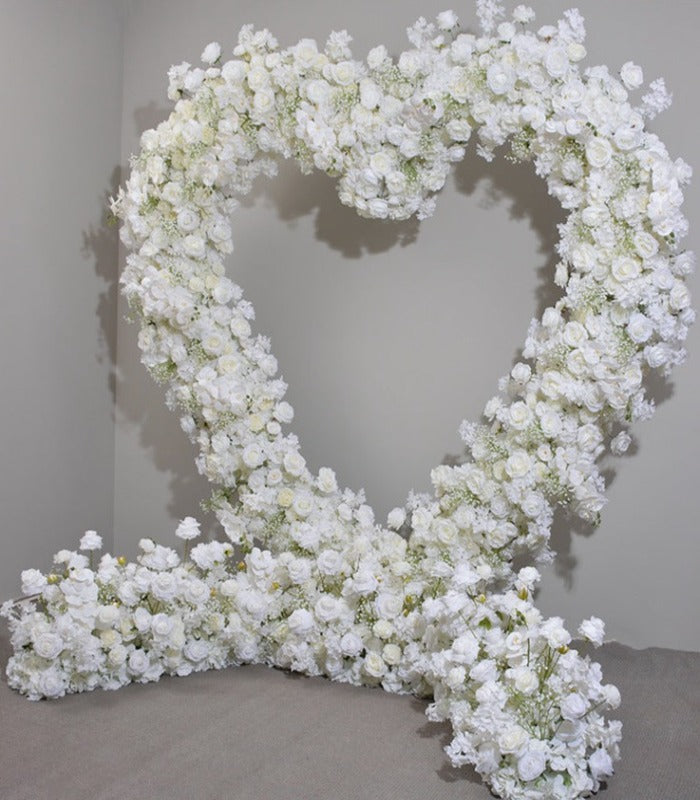 Pure White Artificial Flower Rose Peony & Heart Arch Wedding Party Birthday Backdrop Decor CH9727-3