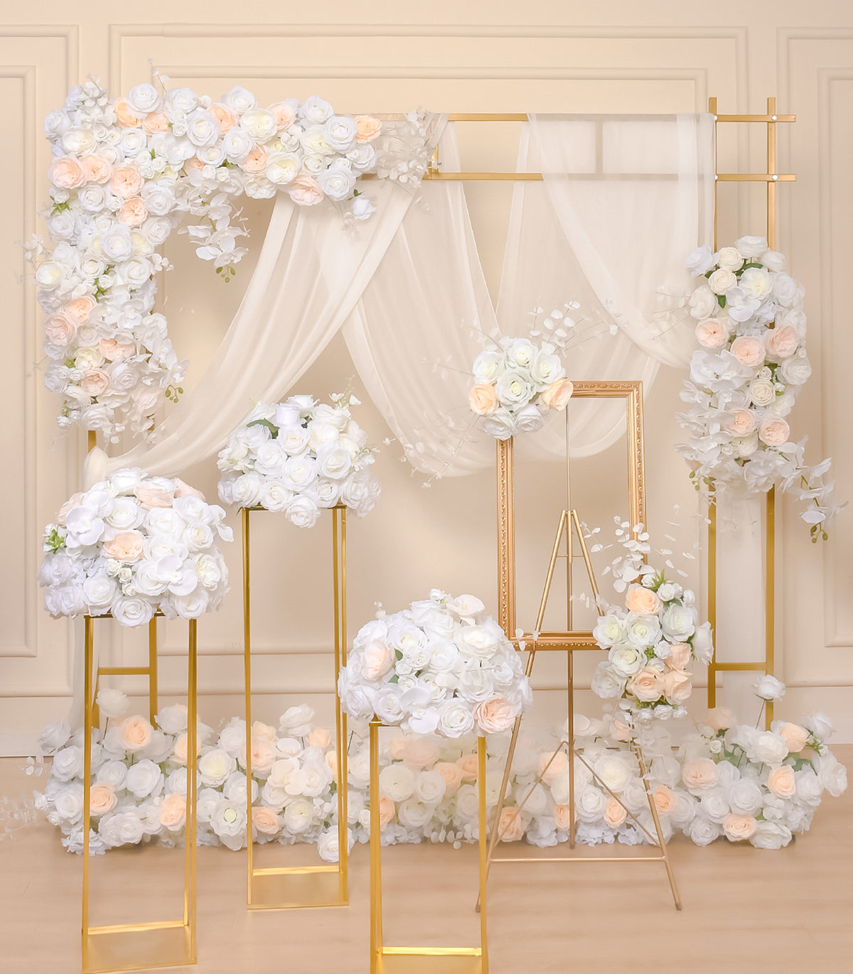 White Champagne Phalaenopsis Rose Artificial Flower Wedding Party Birthday Backdrop Decor CH1071