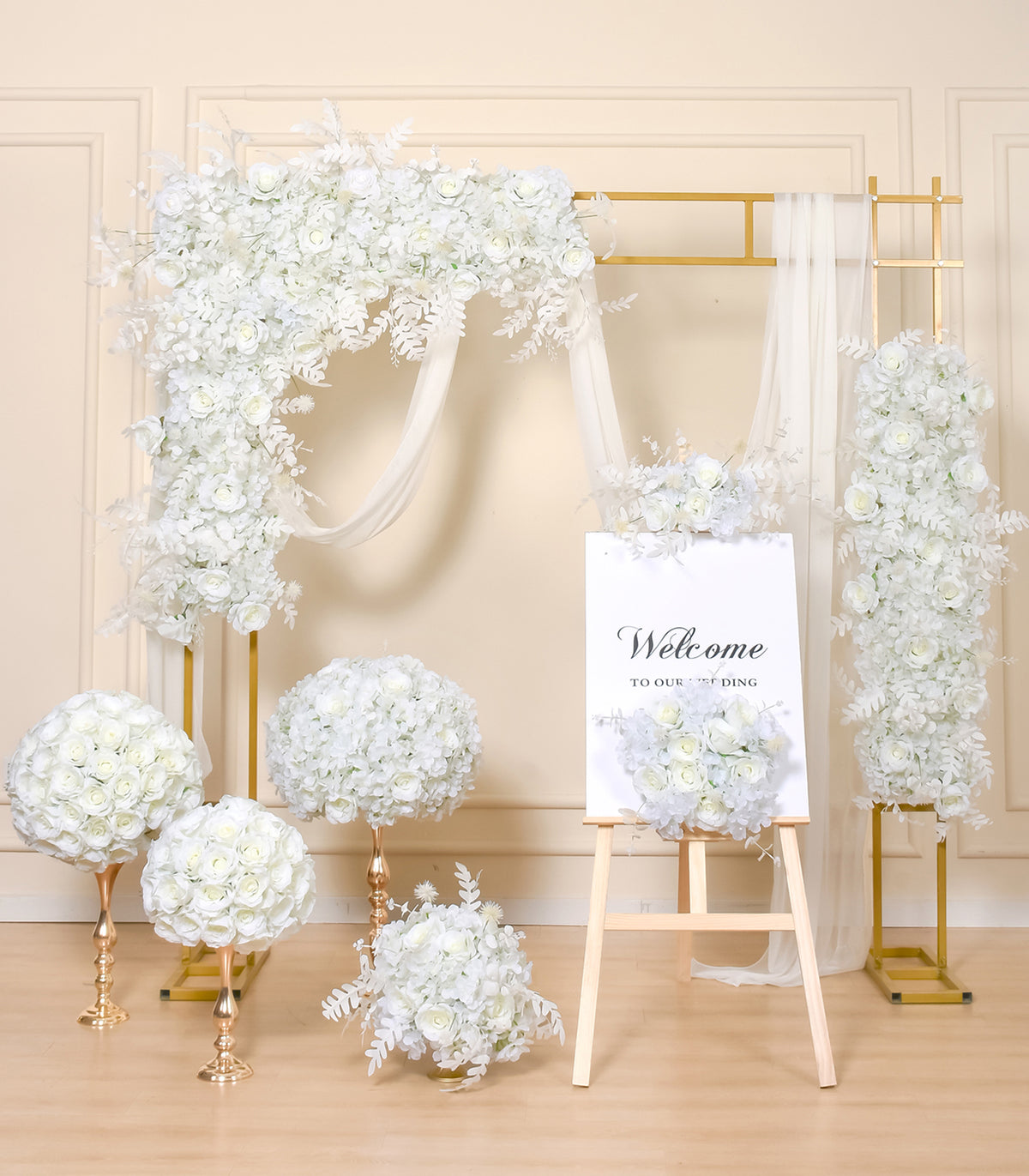 White Hydrangea Rose Artificial Flower Wedding Party Birthday Backdrop Decor CH1094