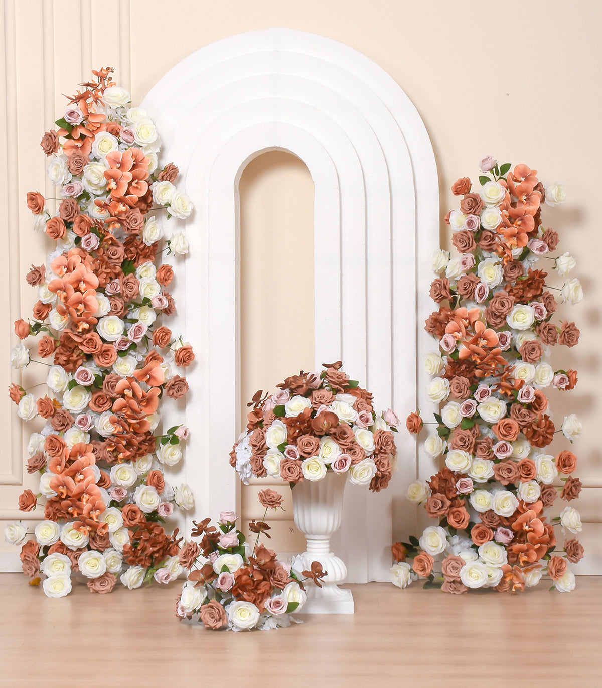Brown White Phalaenopsis Rose Artificial Flower Wedding Party Birthday Backdrop Decor CH1098