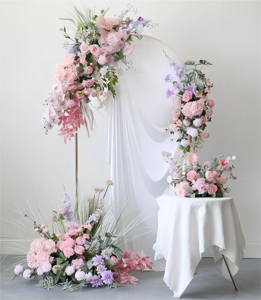 Pink Artificial Flower Arrangement Row Wedding Party Birthday Backdrop Decor CH4120