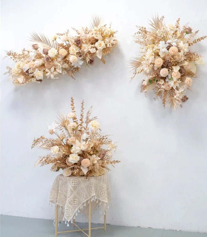 Champagne Rose Gold Leaf  Artificial Flower Wedding Party Birthday Backdrop Decor CH4425