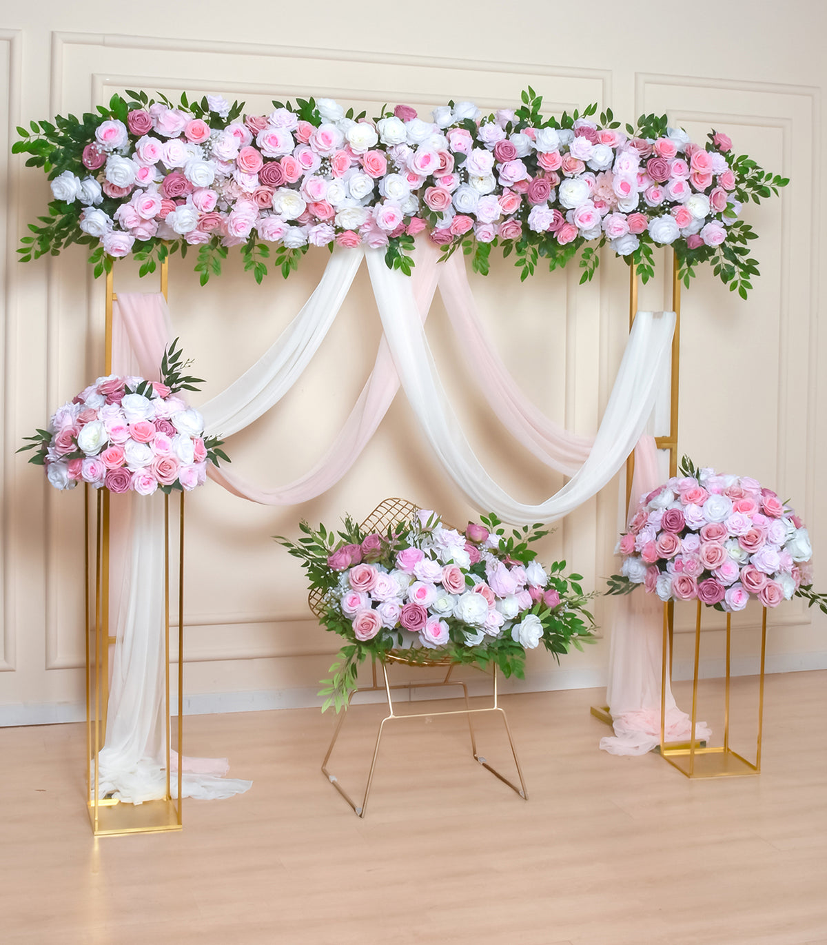 Pink White Peony Rose Artificial Flower Wedding Party Birthday Backdrop Decor CH1040