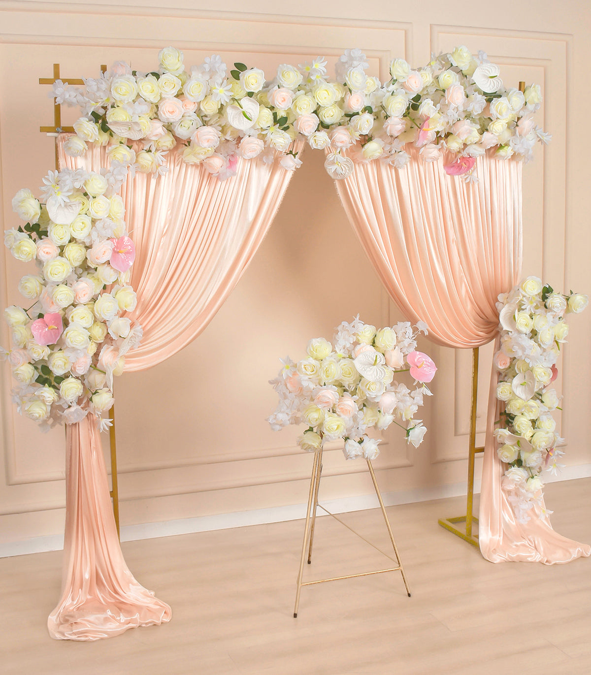 Champagne Pink Anthurium Rose Artificial Flower Wedding Party Birthday Backdrop Decor CH1002
