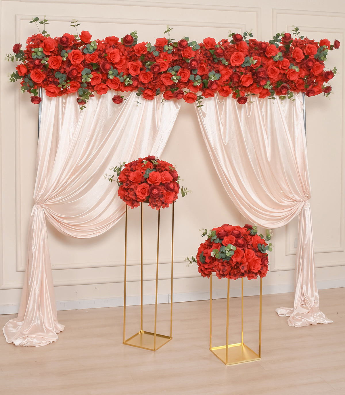 Red Hydrangea Rose Artificial Flower Wedding Party Birthday Backdrop Decor CH1087