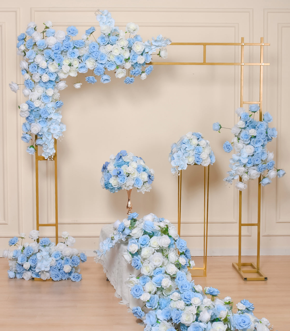 White Blue Hydrangea Rose Artificial Flower Wedding Party Birthday Backdrop Decor CH1079