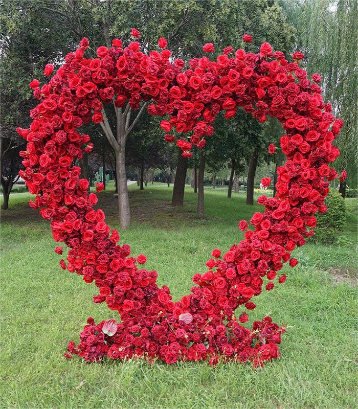 Red Rose Artificial Flower Rose & Heart Arch Wedding Party Birthday Backdrop Decor CH4727