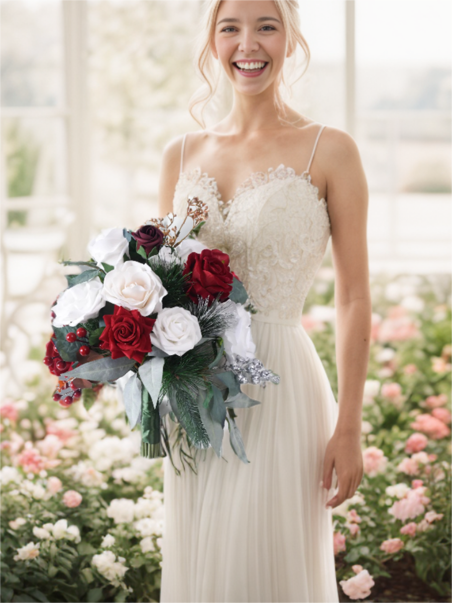 Marsala Artificial Flower Wedding Bridesmaid Bouquets SP9036