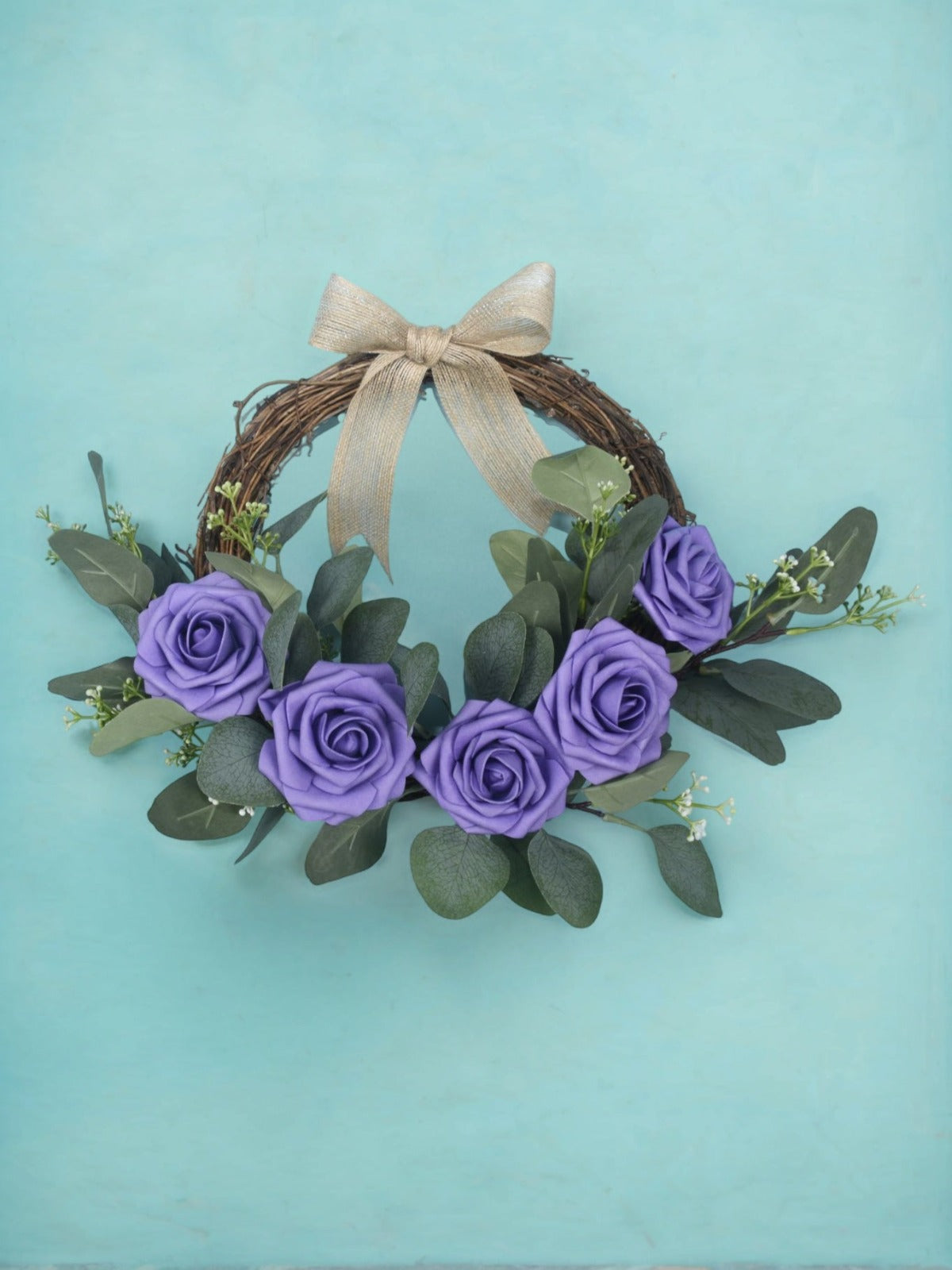 Purple Fake Floral Artificial Flowers DIY Wedding Bouquet Box Set HH1267