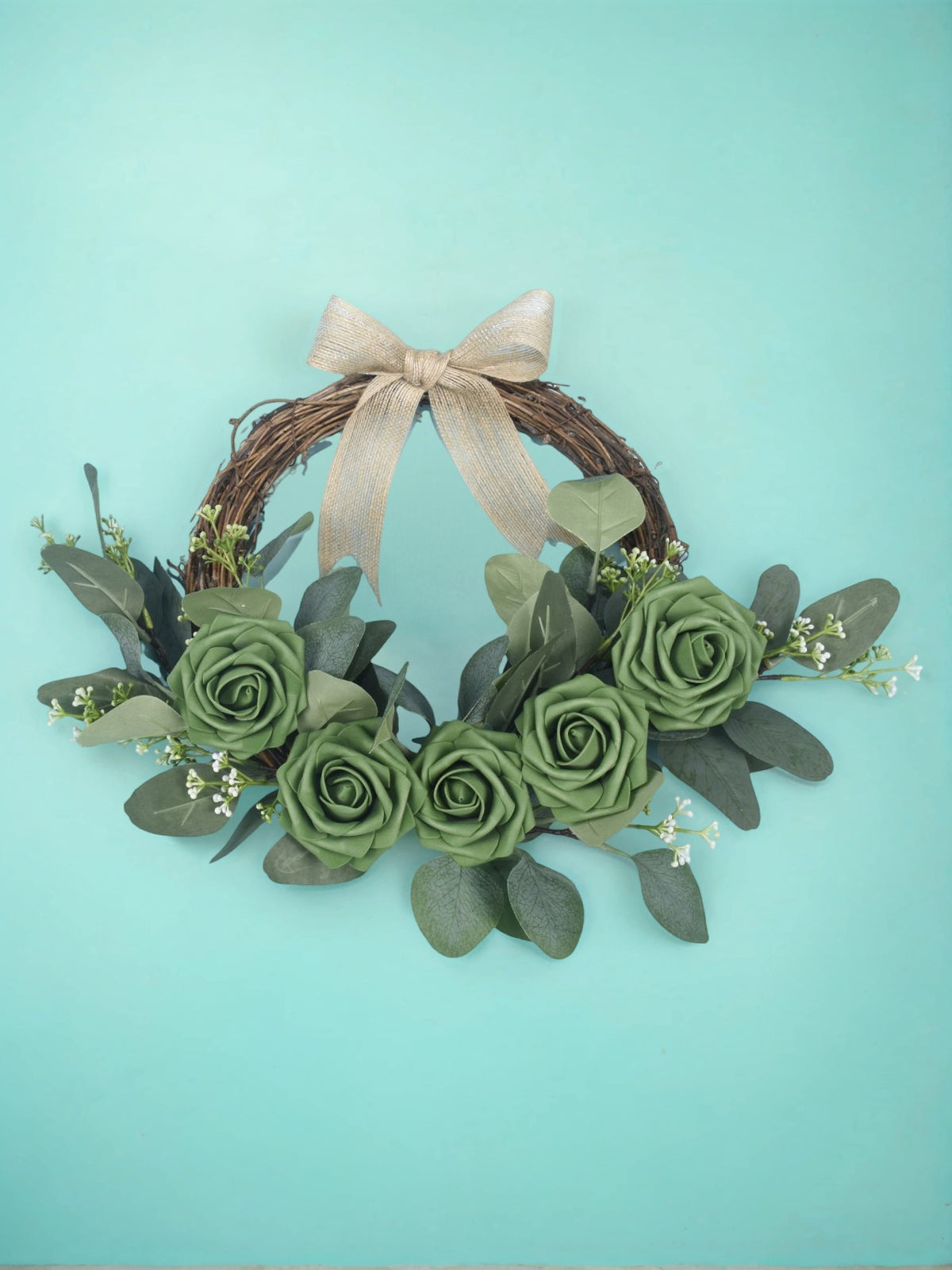 Green Fake Floral Artificial Flowers DIY Wedding Bouquet Box Set HH1010