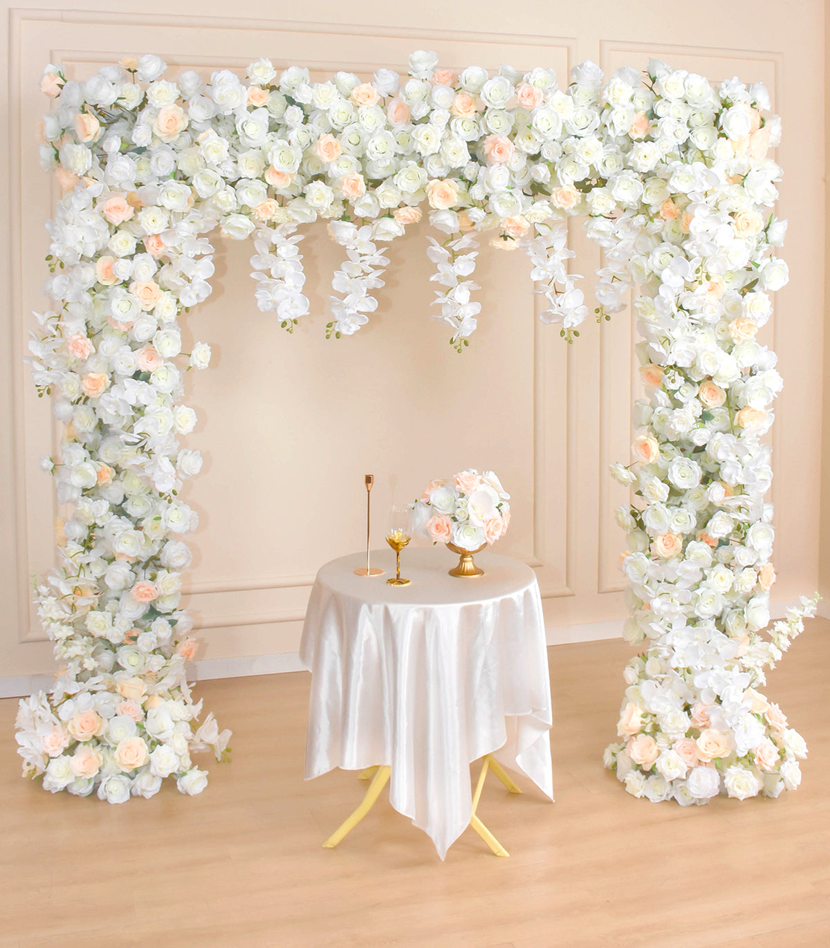 White Phalaenopsis Rose Artificial Flower Wedding Party Birthday Backdrop Decor CH1026