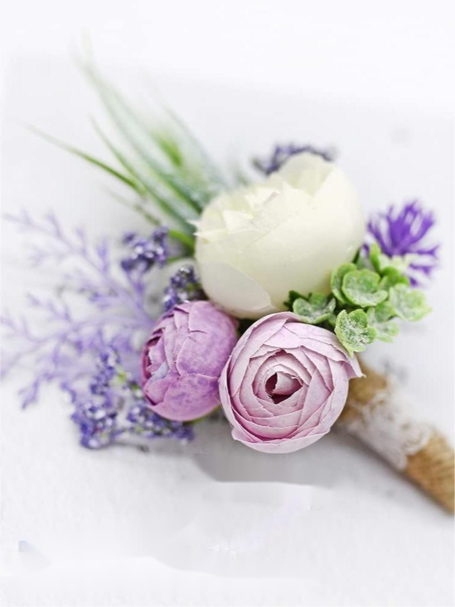 Lilac Artificial Flower Wedding Boutonnieres LH2013