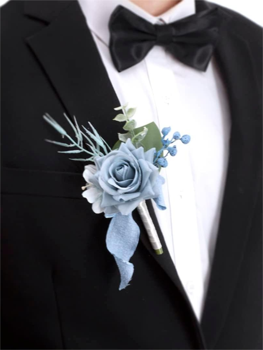Blue Artificial Flower Wedding Boutonnieres LH2008