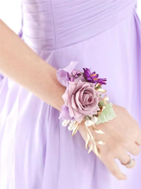 Light Purple Artificial Flower Wrist Corsages SW2003
