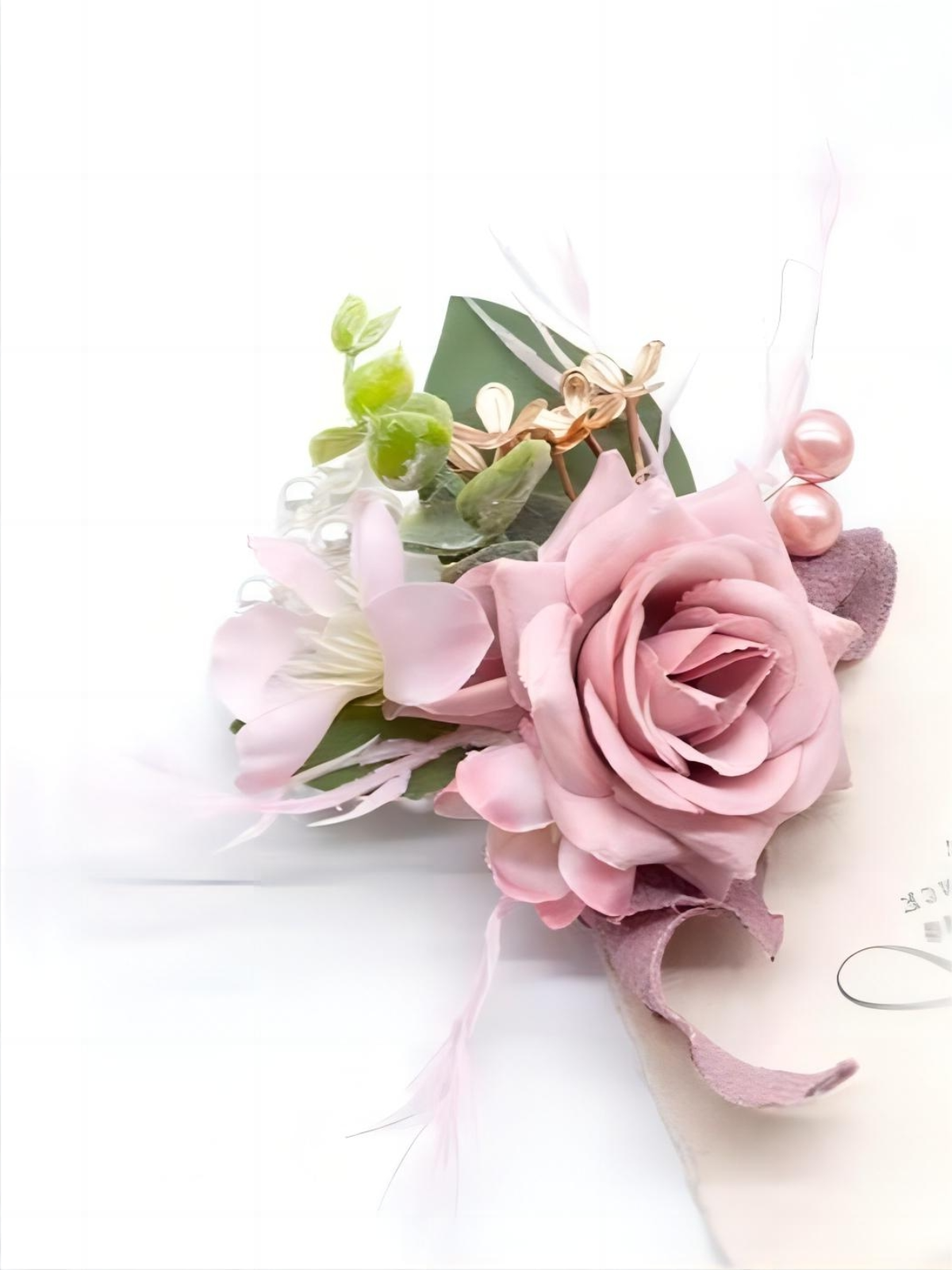 Dusty Rose Cream Artificial Flower Wrist Corsages SW2009