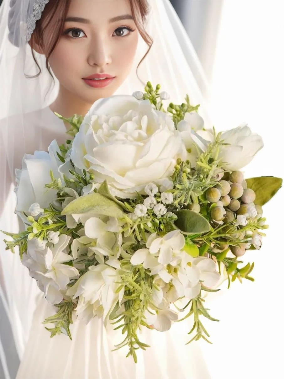 White 7“ Artificial Flower Wedding Bridesmaid Bouquets BN2107