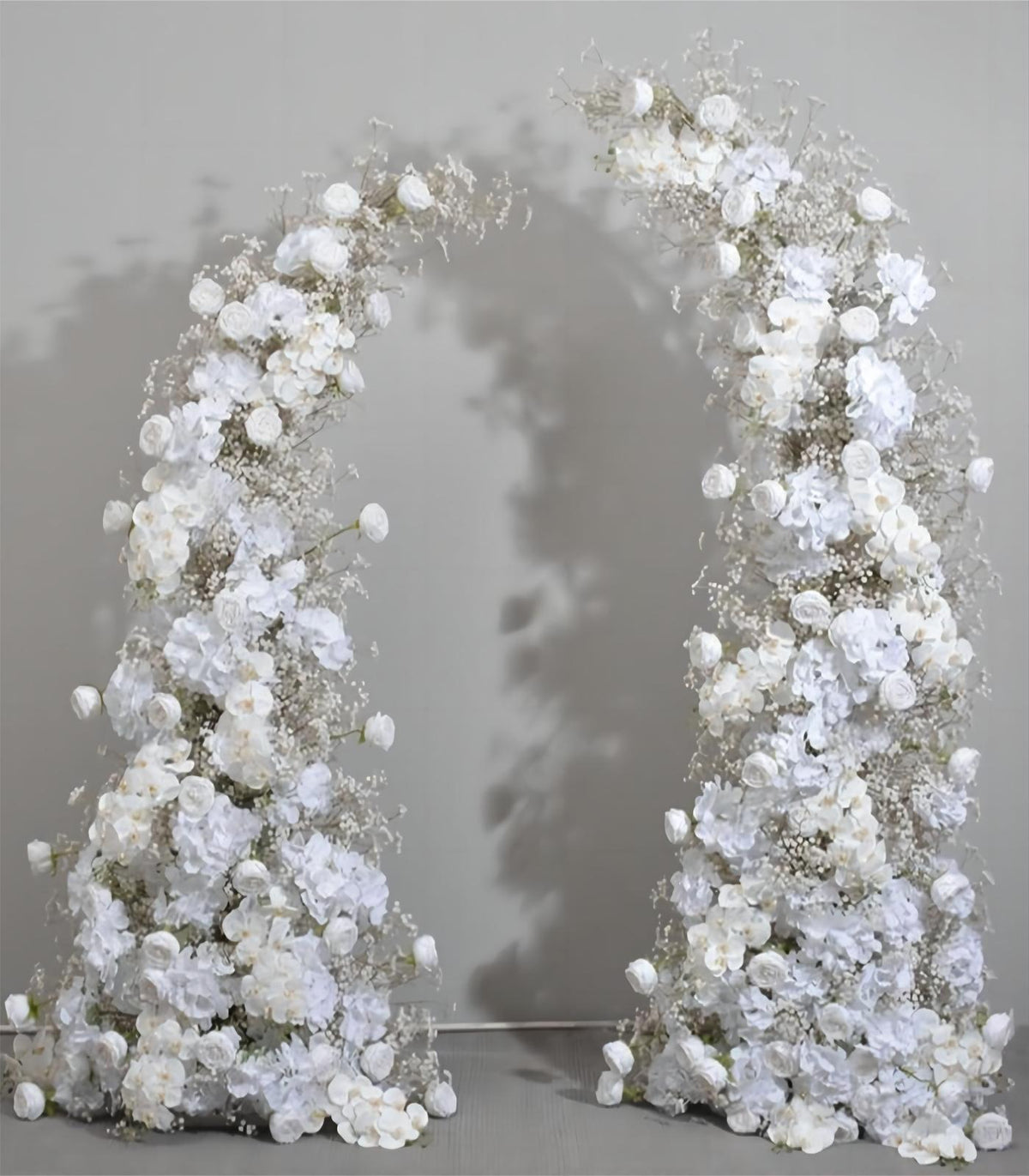 Horn Arch White Gypsophila Rose  Artificial Flower Rose Wedding Party Birthday Backdrop Decor CH9313-22