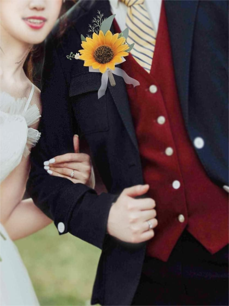 Sunflower Artificial Flower Wedding Boutonnieres LH2024