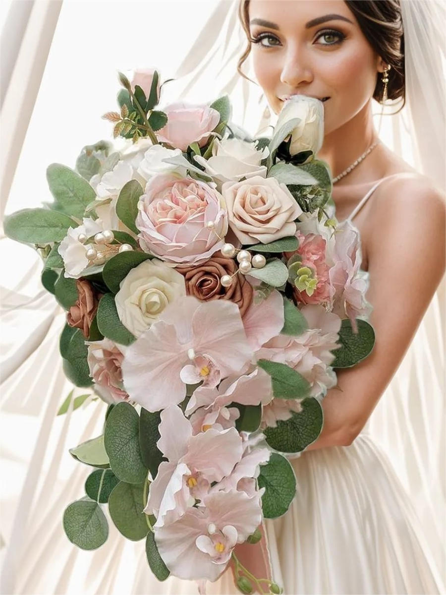 Pink 12“ Artificial Flower Wedding Bridal Bouquets SP2103