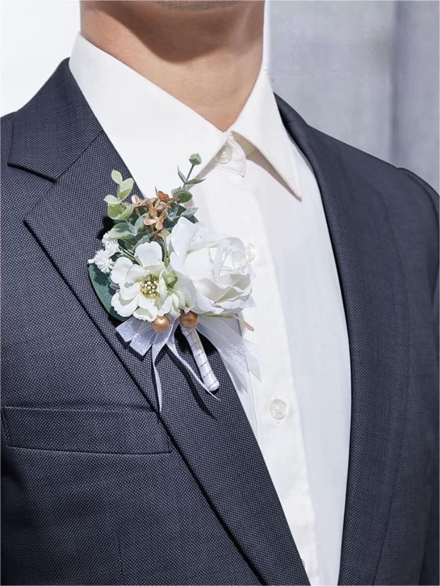 White Sage Artificial Flower Wedding Boutonnieres LH2025
