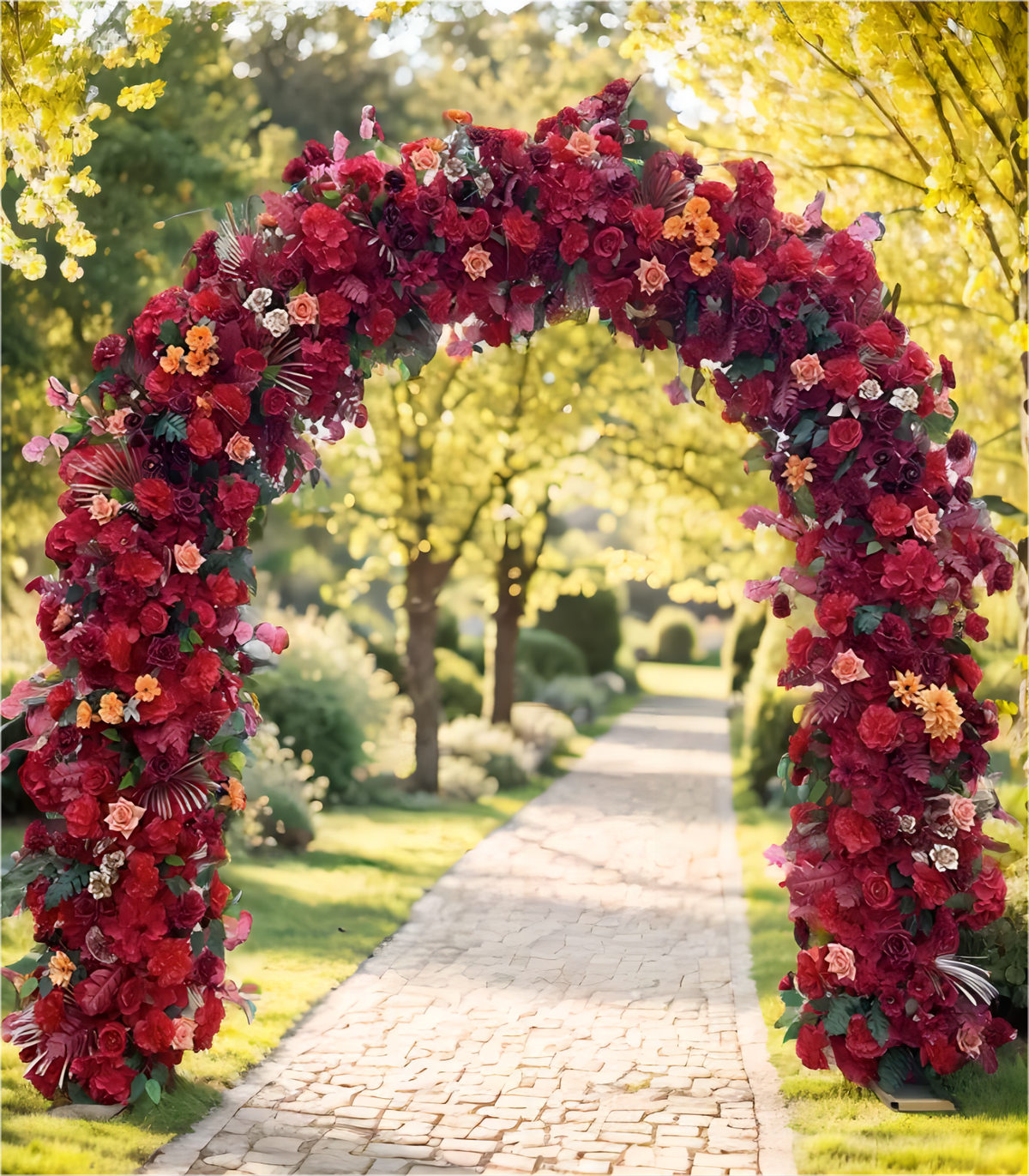 Red Hydrangea Rose Artificial Flower Wedding Party Birthday Backdrop Decor CH9603-11