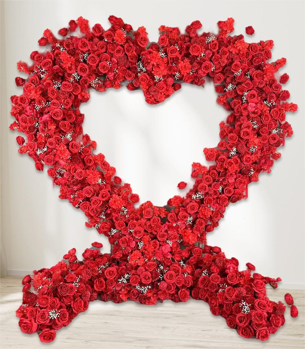 Red Rose Artificial Flower Rose & Heart Arch Wedding Party Birthday Backdrop Decor CH7727