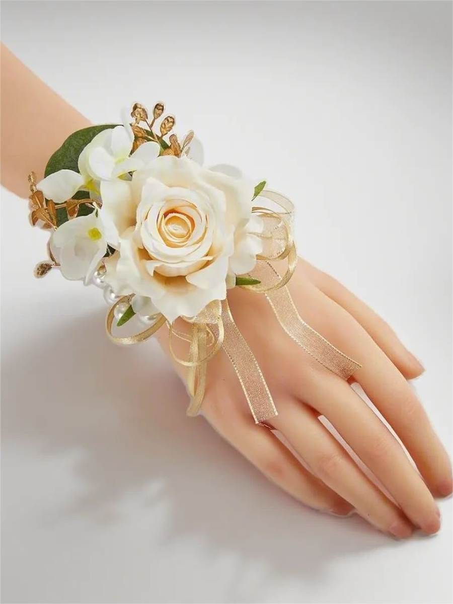 Champagne Artificial Flower Wrist Corsages SW2015