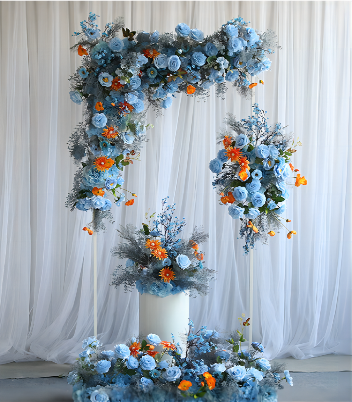 Blue Orange Hydrangea Peony Artificial Flower Wedding Party Birthday Backdrop Decor CH9155-3