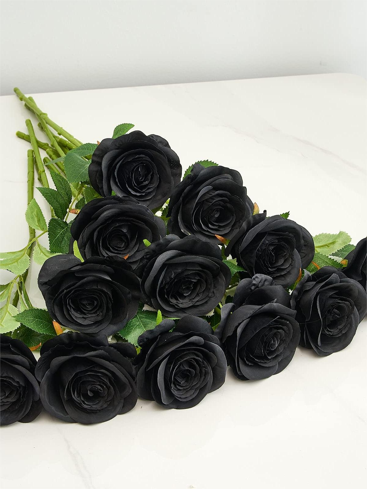 Black Artificial Rose Flowers With Long Stems Wedding Bouquet Centerpieces Decorations HH8027