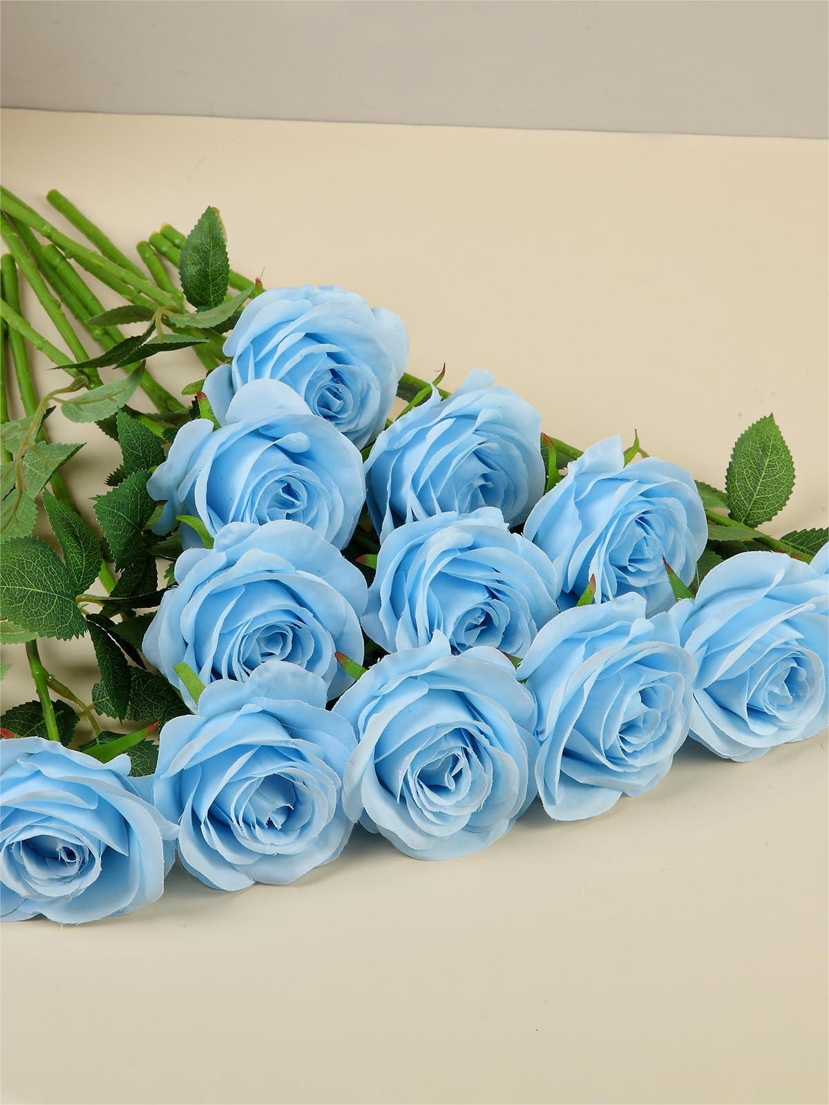 Light Blue Artificial Rose Flowers With Long Stems Wedding Bouquet Centerpieces Decorations HH8026