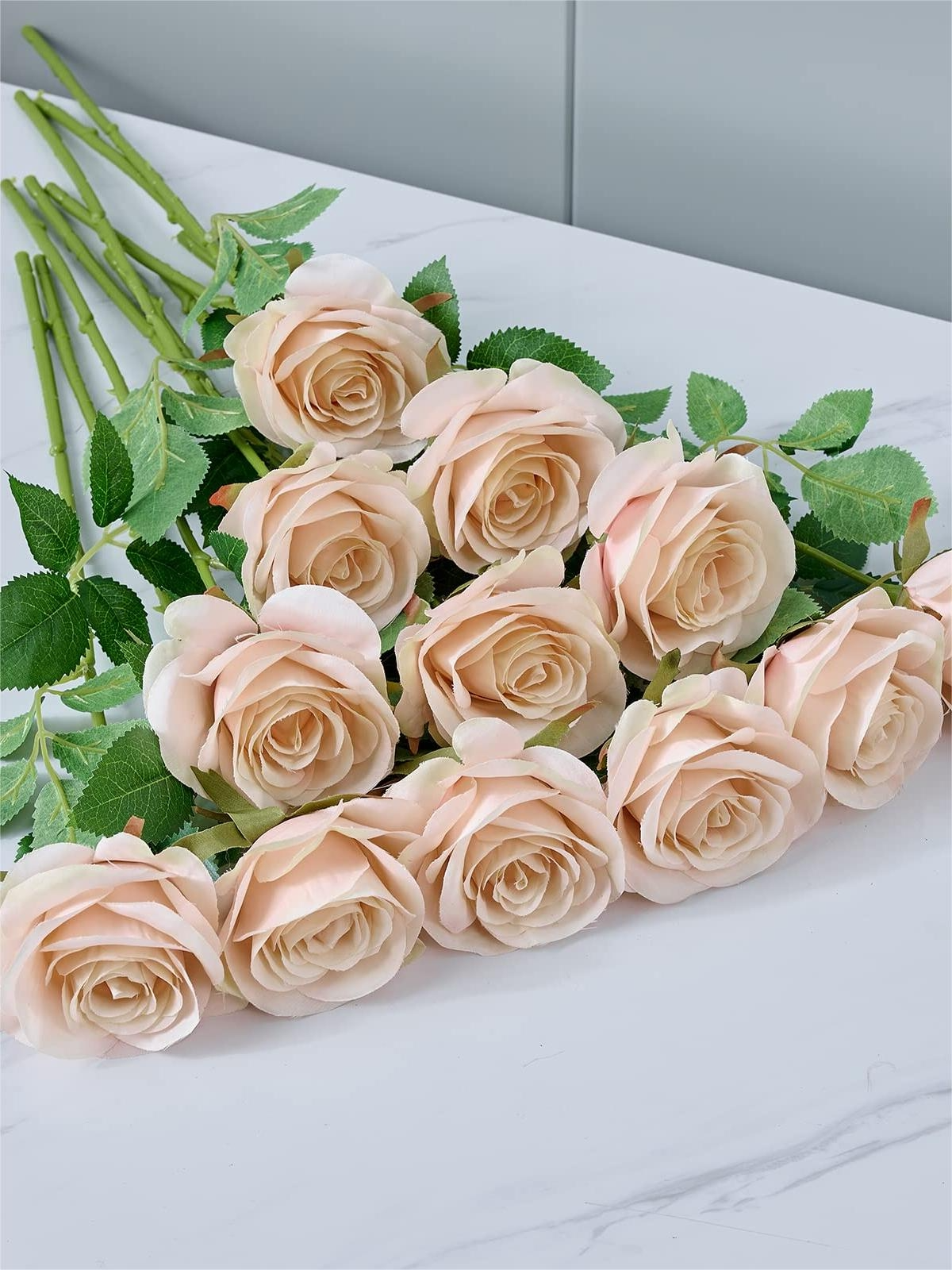Nude Artificial Rose Flowers With Long Stems Wedding Bouquet Centerpieces Decorations HH8028