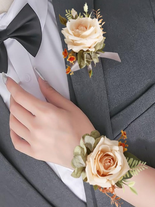 Champagne Artificial Flower Wedding Bridal Bouquets LS7702