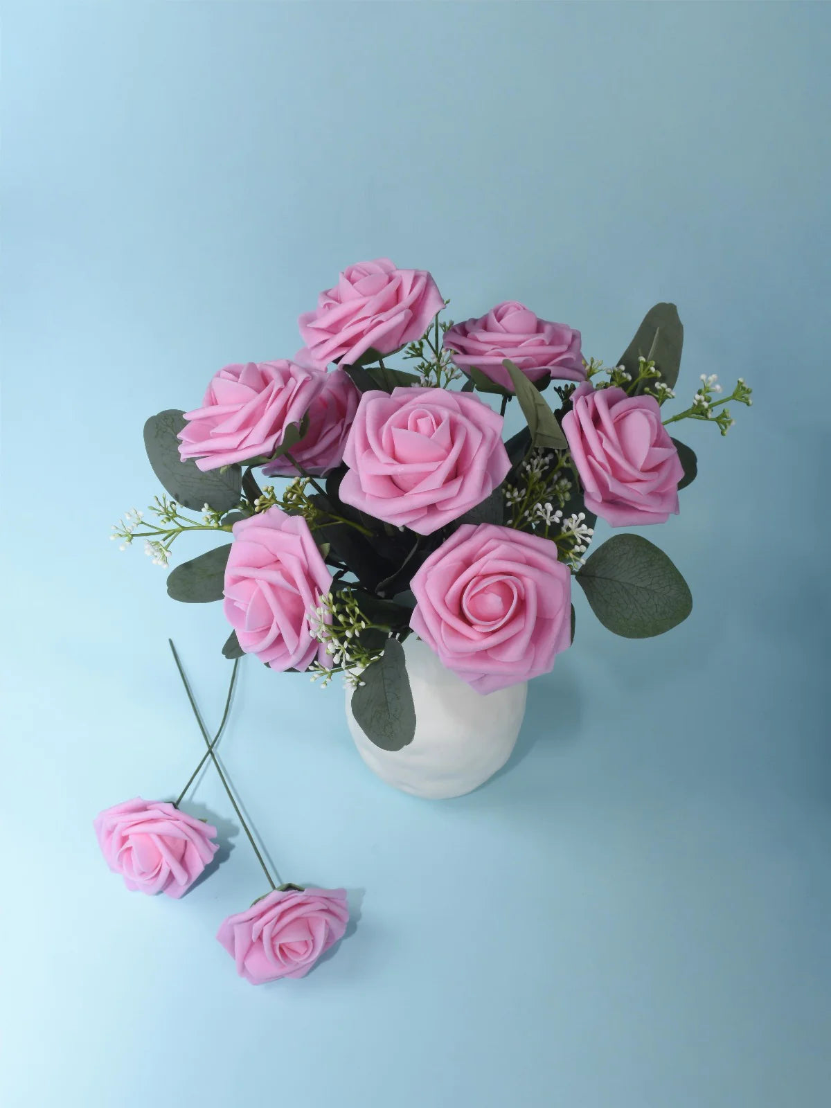 Pink Fake Floral Artificial Flowers DIY Wedding Bouquet Box Set HH5340