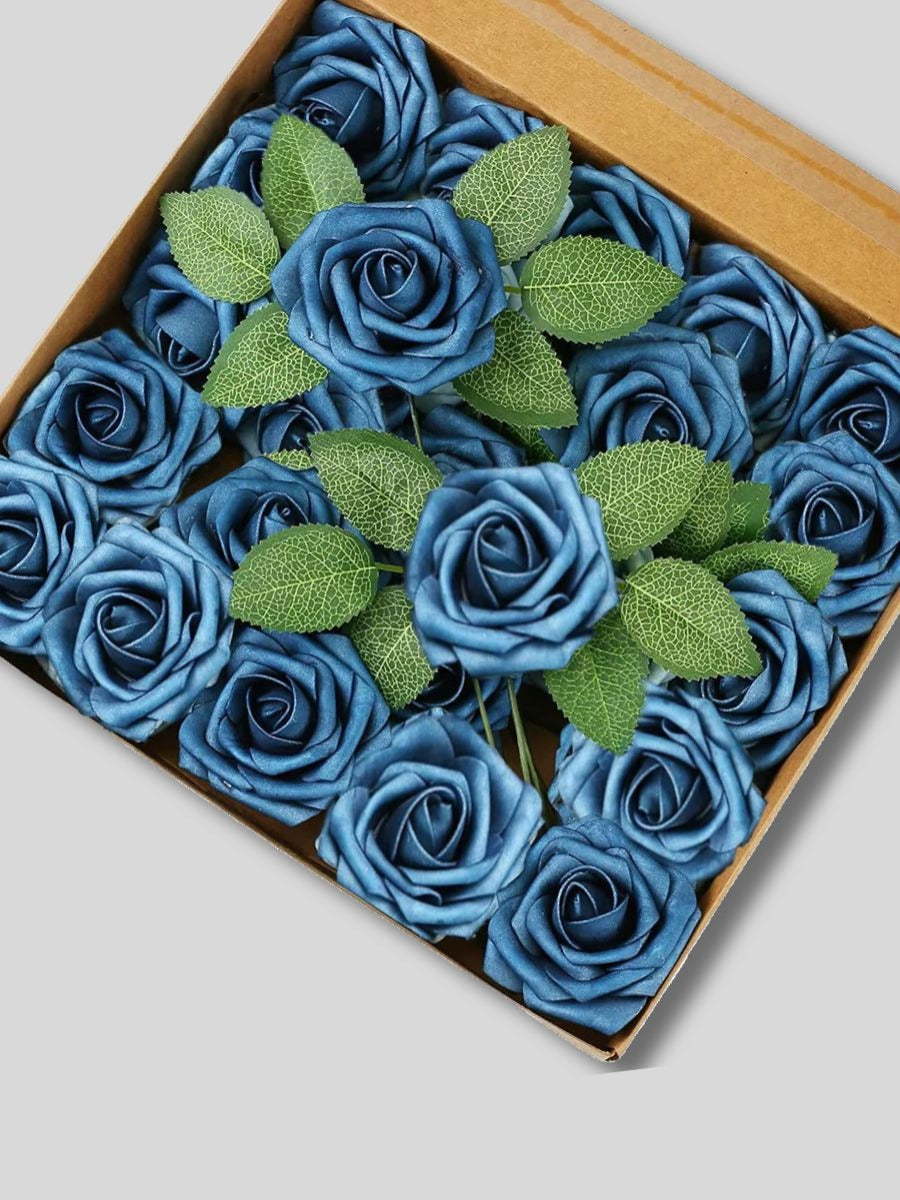 Royal Blue Fake Floral Artificial Flowers DIY Wedding Bouquet Box Set HH1149