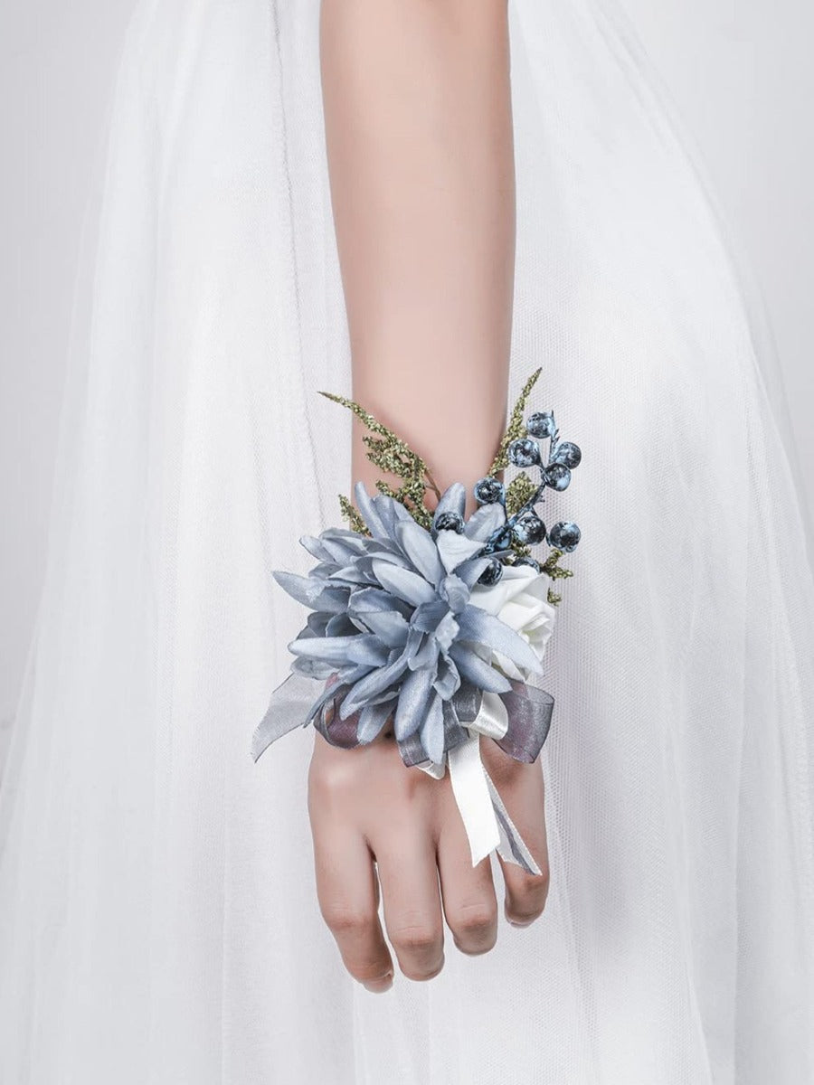 White & Blue Artificial Flower Wedding Bridal Bouquets LS8778