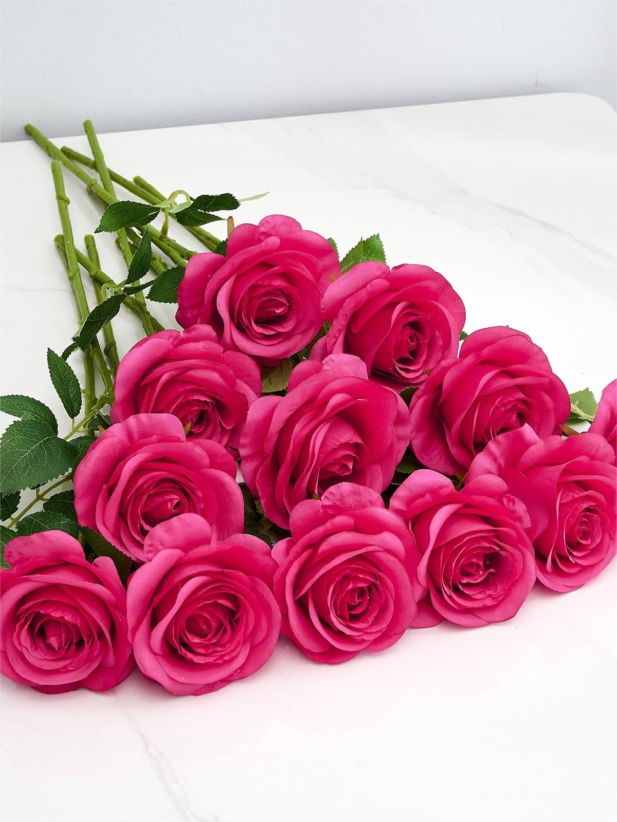 Rose Red Artificial Rose Flowers With Long Stems Wedding Bouquet Centerpieces Decorations HH8035