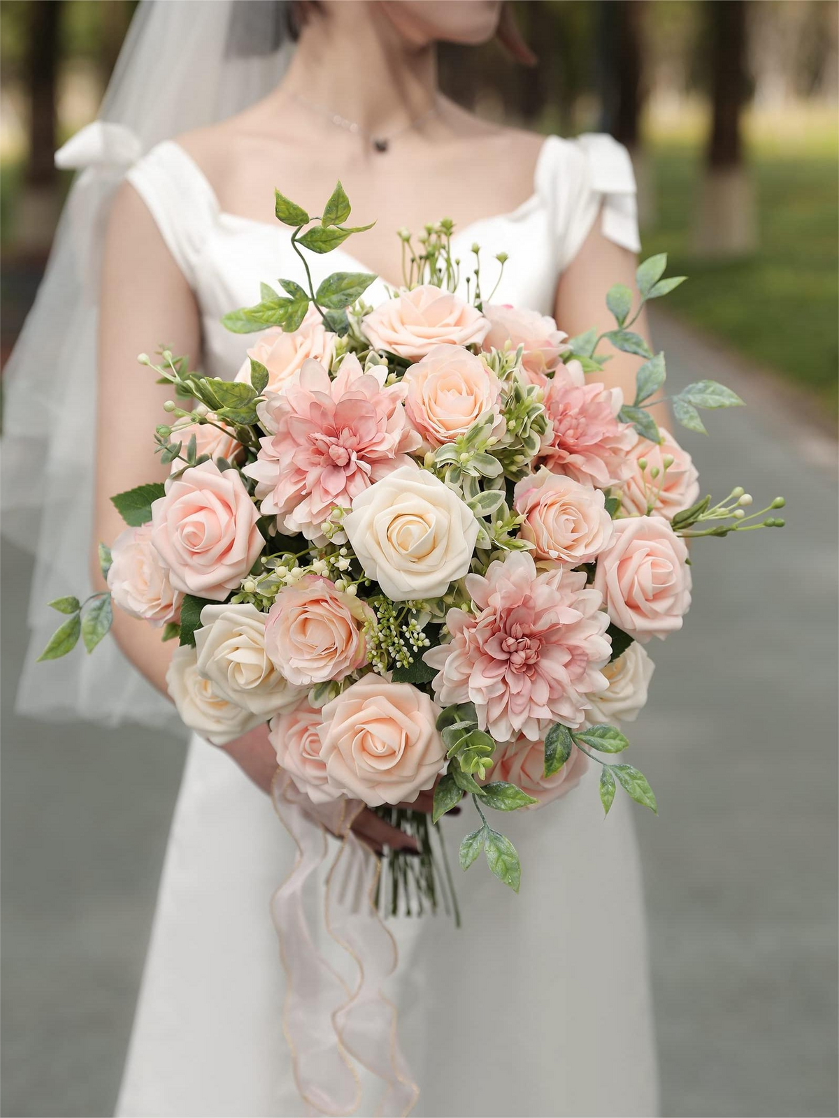Pink Fake Floral Artificial Flowers DIY Wedding Bouquet Box Set HH1508