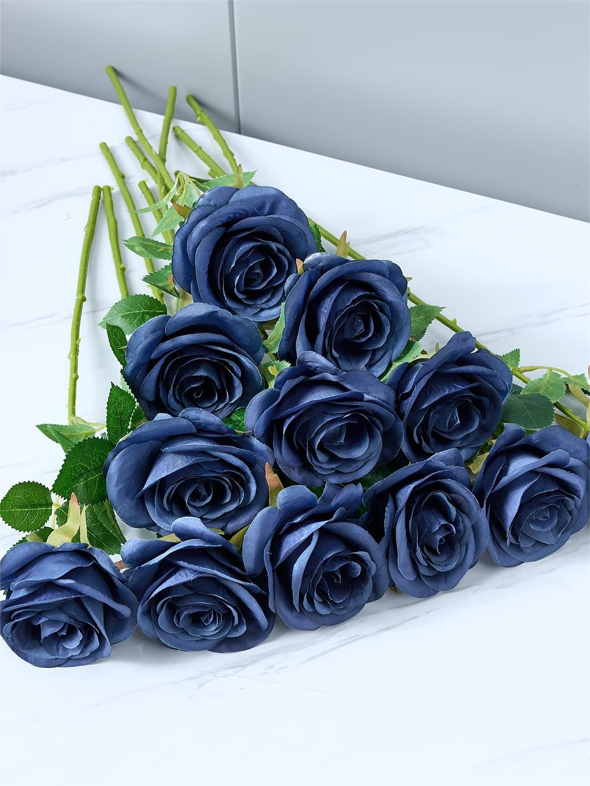 Royal Blue Artificial Rose Flowers With Long Stems Wedding Bouquet Centerpieces Decorations HH8039