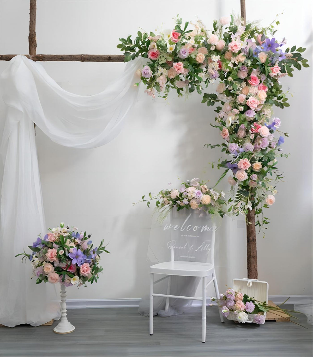 Purple Pink Clematis Rose Artificial Flower Wedding Party Birthday Backdrop Decor CH9648