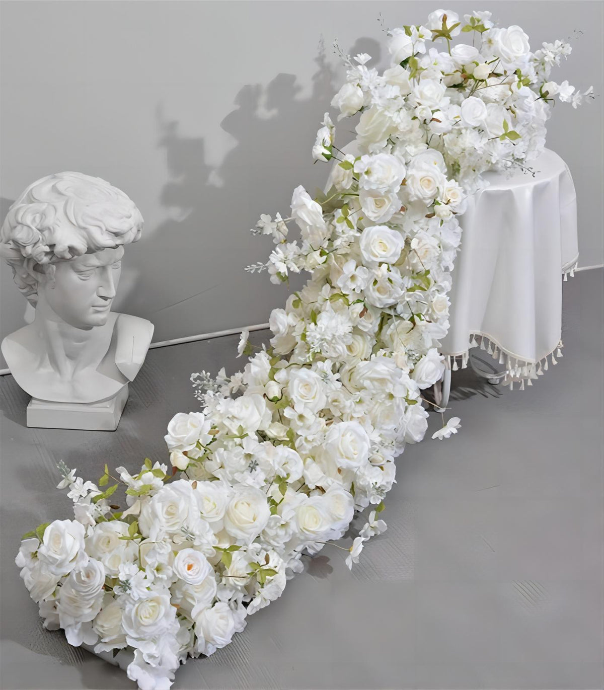 45*200cm White Rose Artificial Flower Rose Wedding Party Birthday Backdrop Decor CH9313-23
