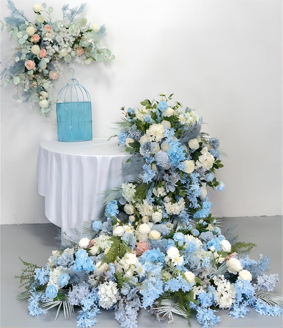 2.3*1.5m White Blue Orchid Rose Artificial Flower Wedding Party Birthday Backdrop Decor CH9313-78