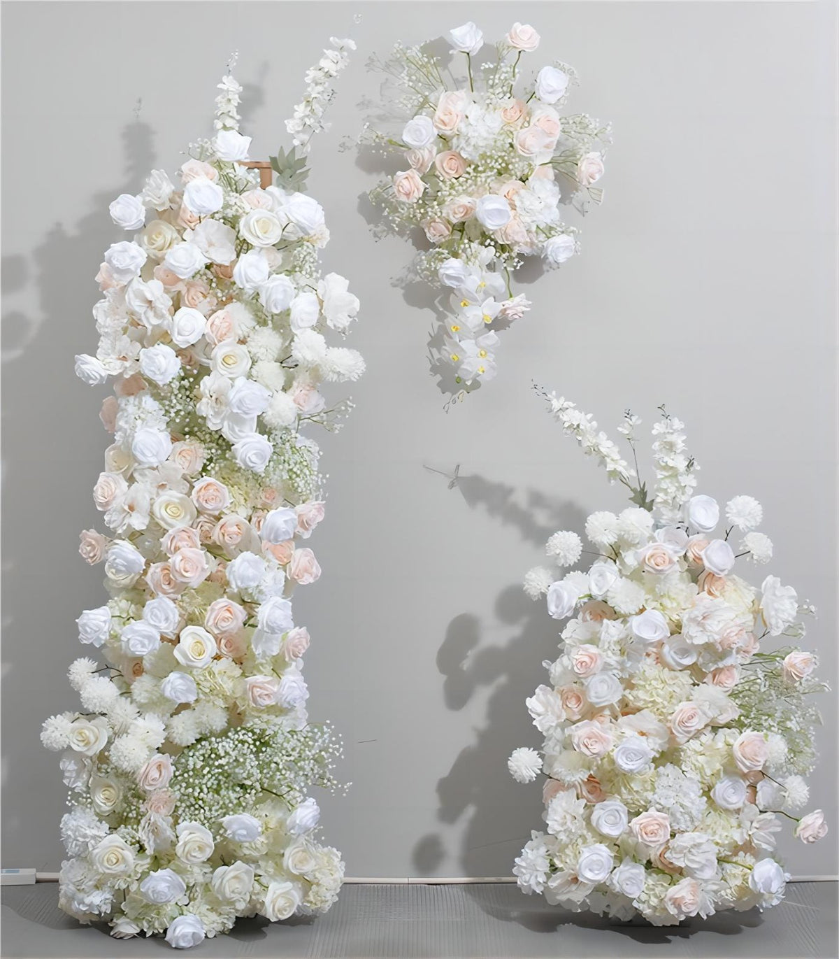 White Blush Gypsophila Rose Artificial Flower Wedding Party Birthday Backdrop Decor CH9313-12