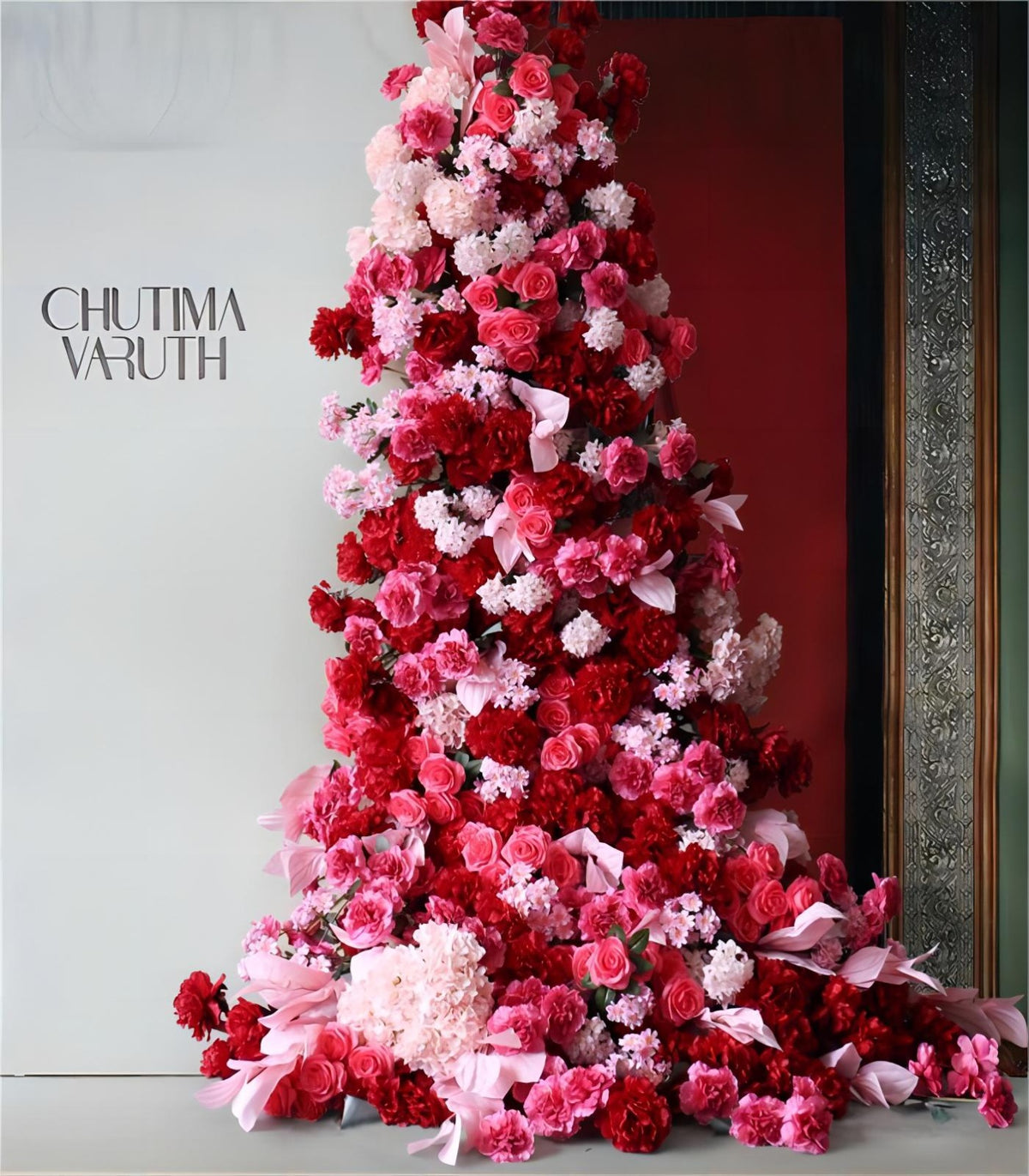 250*145cm Red Pink Hydrangea Rose Artificial Flower Wedding Party Birthday Backdrop Decor CH7335