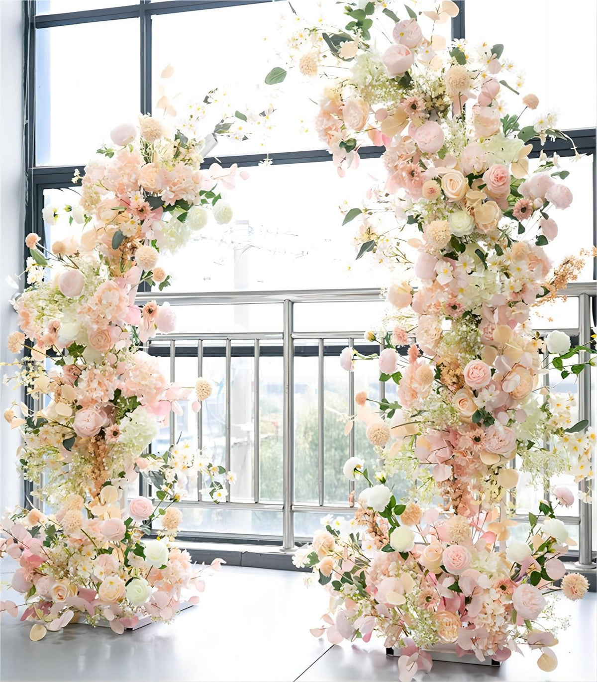 Horn Arch White Pink Peony Hydrangea Artificial Flower Wedding Party Birthday Backdrop Decor CH9686-3