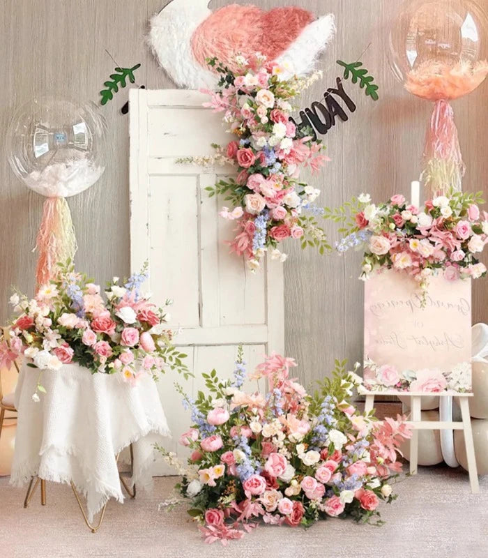 Pink Blue Artificial Flower Wedding Party Birthday Backdrop Decor CH4416